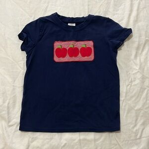BACK TO SCHOOL! Navy Tee-Shirt with apples size XL